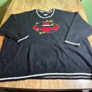 NWT Torrid Black Tartan Plaid Lips Sequins Pullover Sweater Womens Plus Size 5
